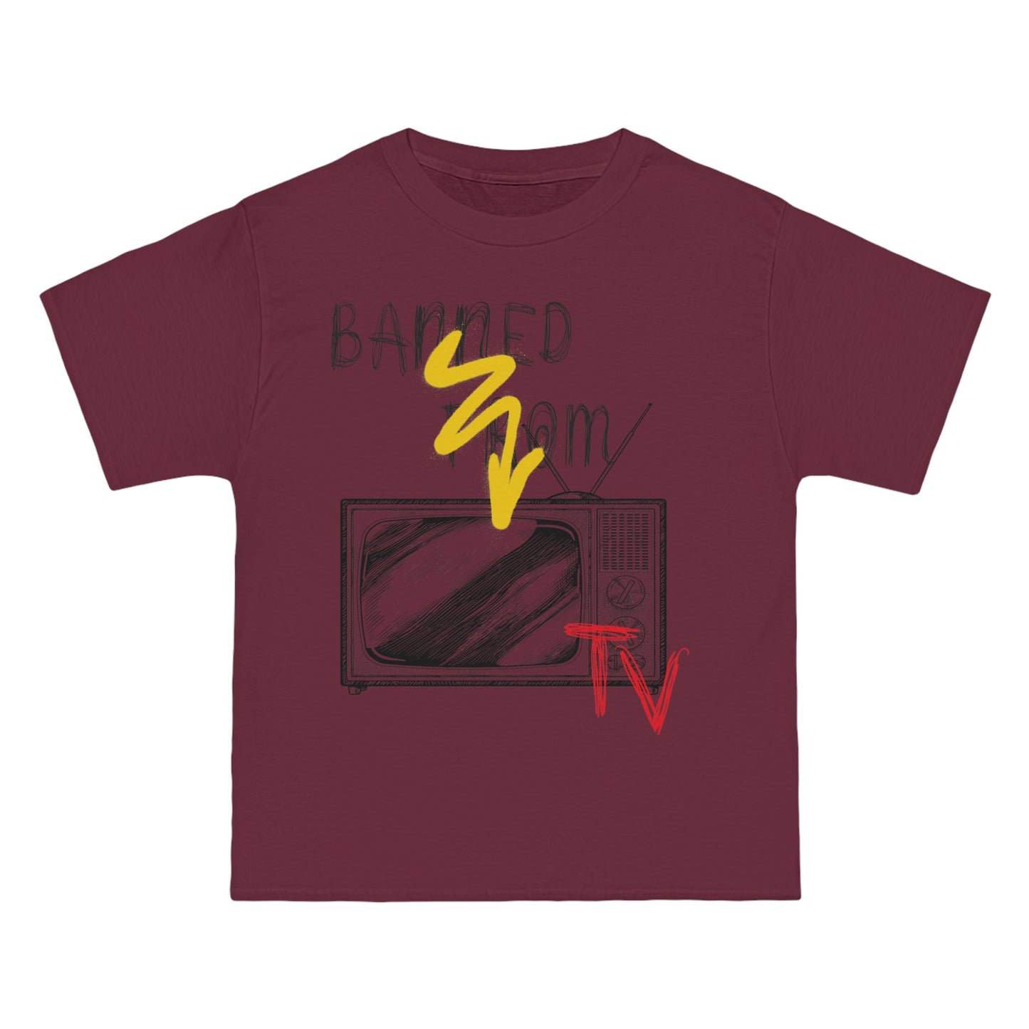 Banned From TV Crew - Mens Crewneck T-Shirt - Maroon