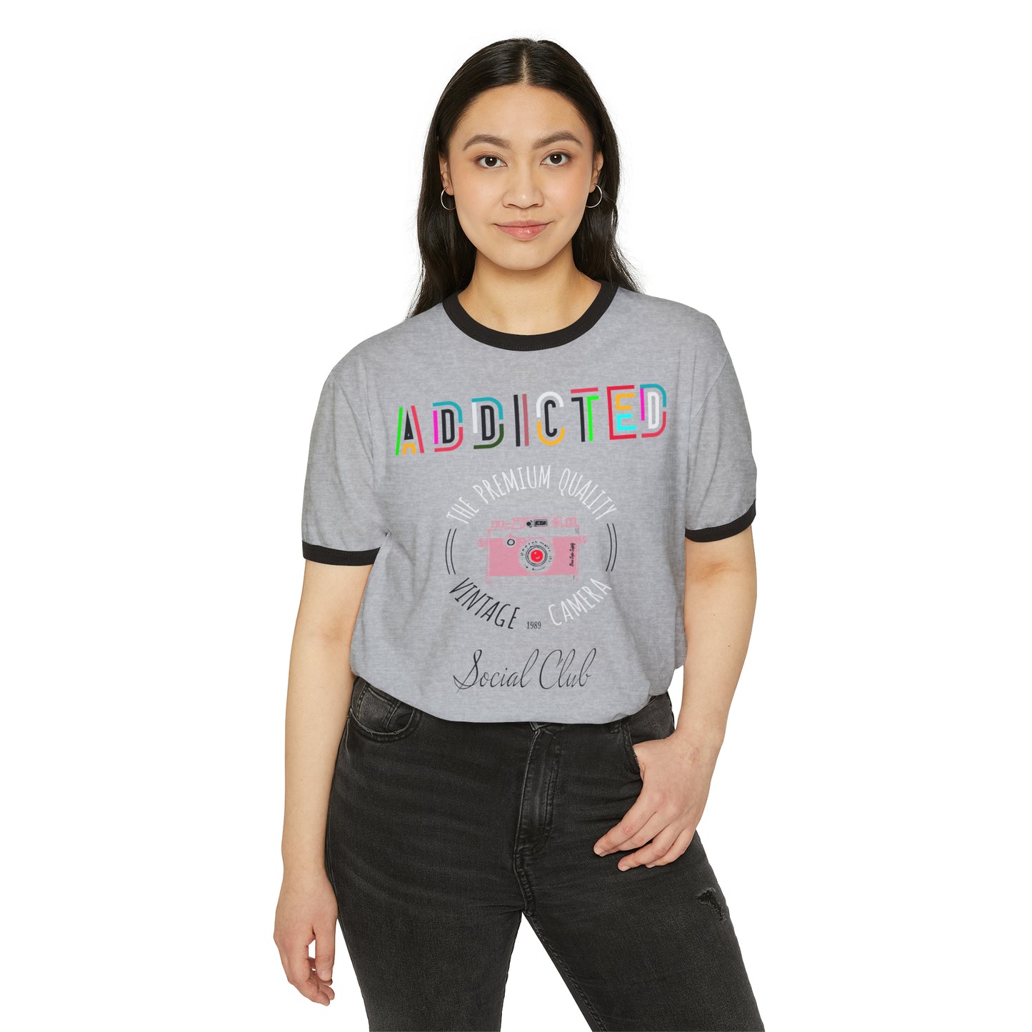 Addicted Social Club Women’s Ringer T-Shirt|Classic Fit|Been Dope Supply