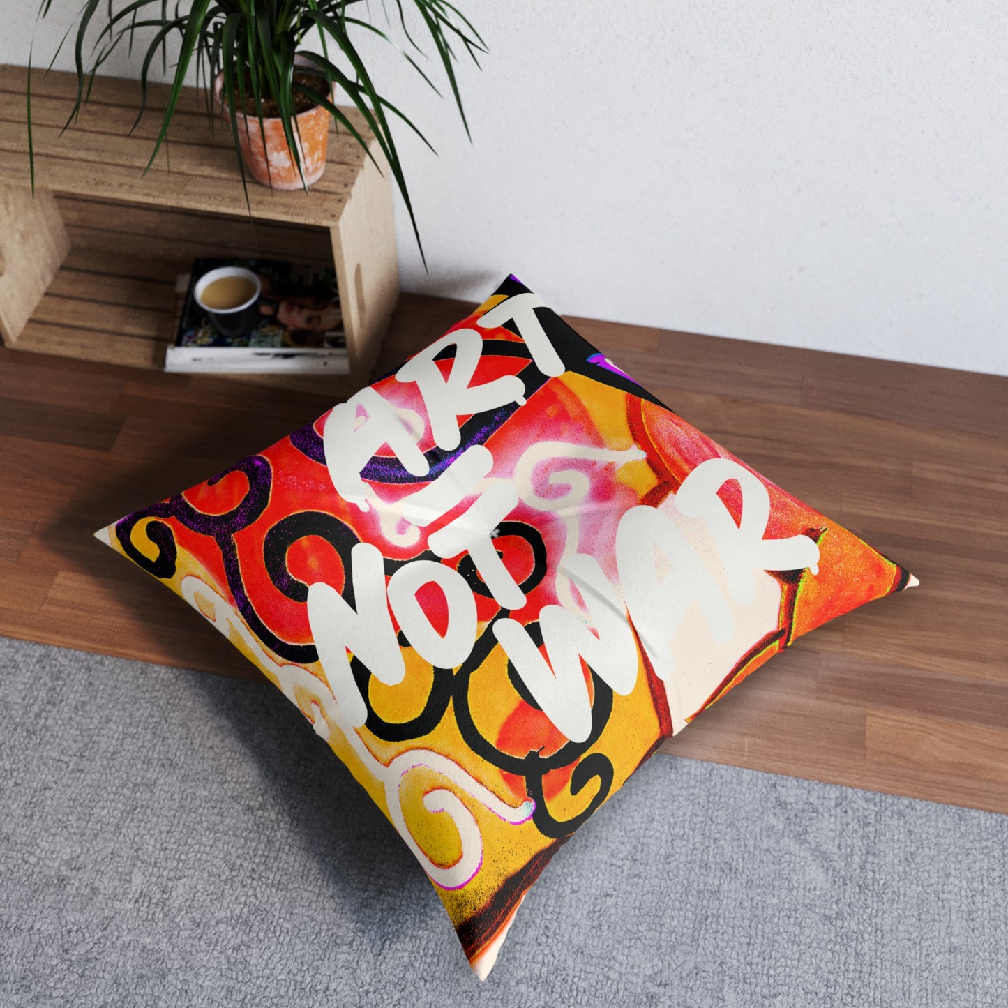 A Dollar Short Art Not War|Kids On Drugs Tufted Floor Pillow|Square 30" × 30"
