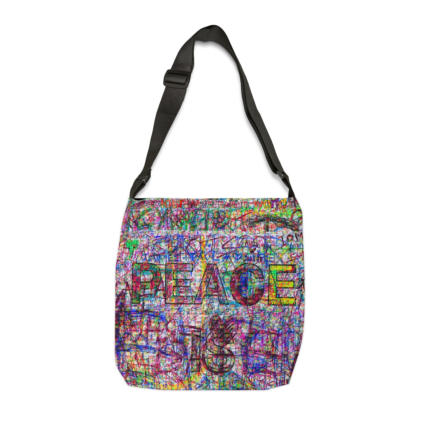 Power Is Peace Adjustable Strap Tote Bag 18”x18”| Been Dope Supply