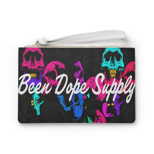 Mouth Golds and Skulls | Faux Leather Clutch Bag | 9.5" x 6.6" | Wrist Strap