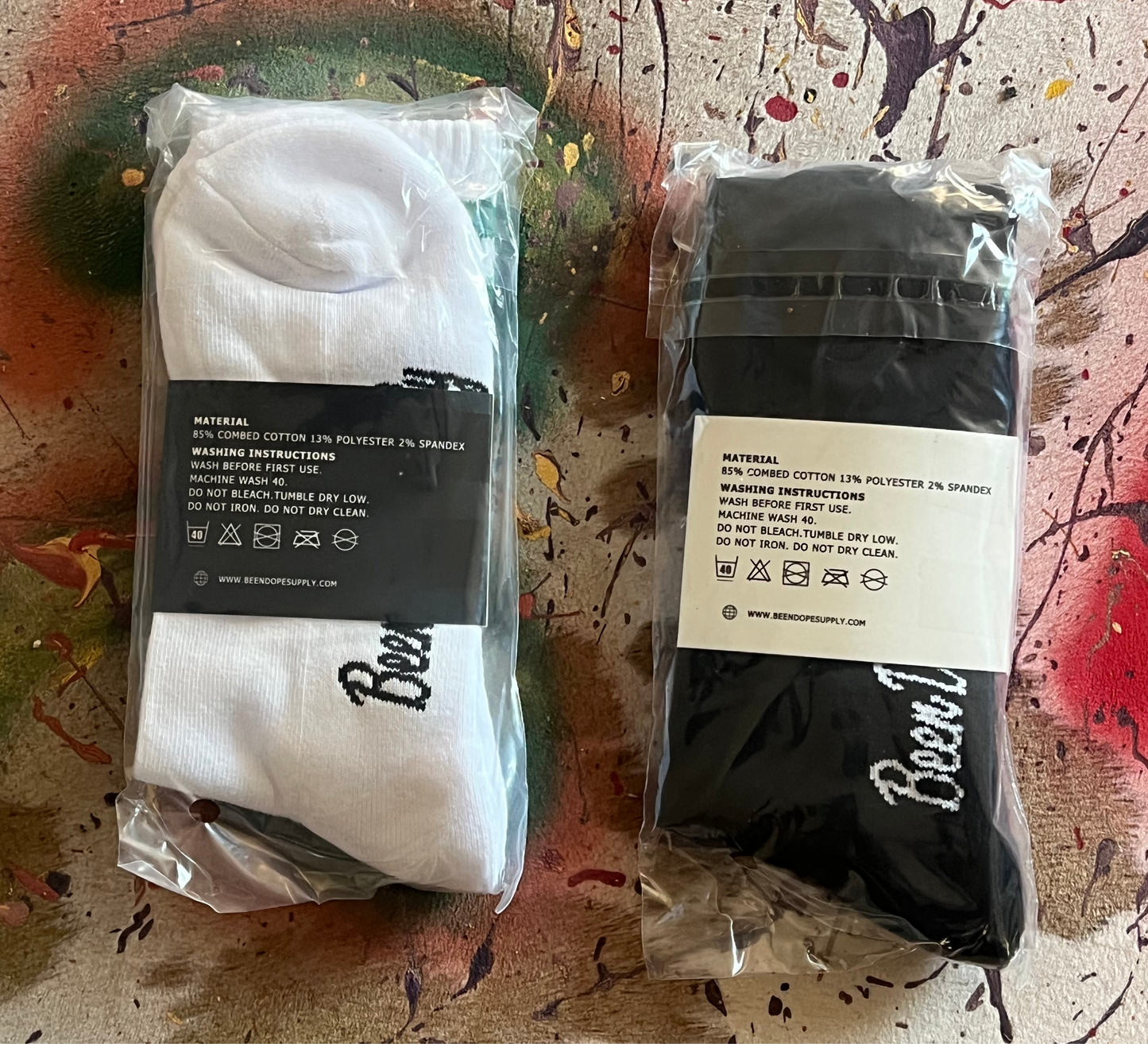 Mens Vintage Green Striped Socks Black and White Pair Size 10-13 Been Dope Supply