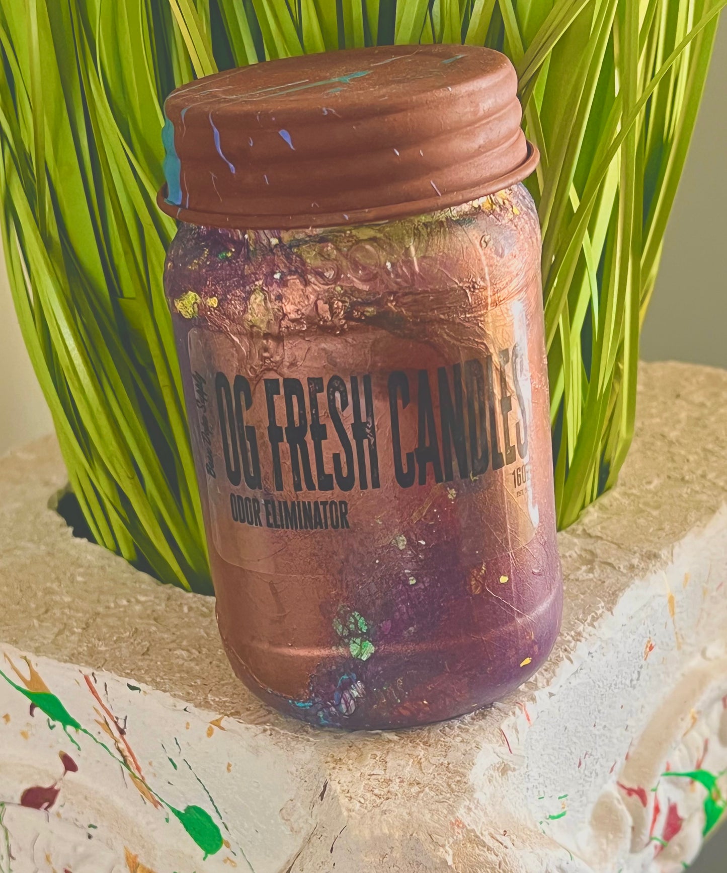 OG FRESH Scented Odor Eliminating Candles|16oz Mason Jar Candle| Hemp Wicks|Slow Burn Candle