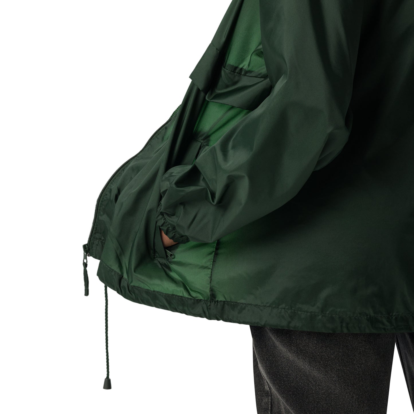 GoodLuck Los Angeles Logo Embroidered Basic Lightweight Windbreaker Light Jacket|Unisex Forest Green