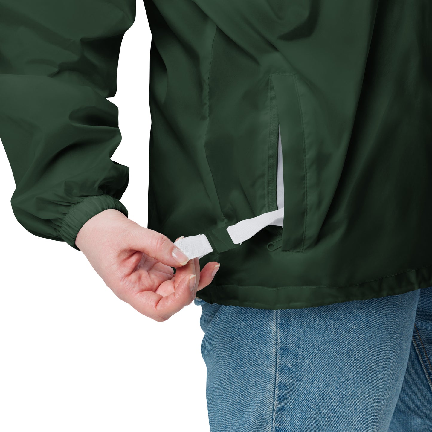GoodLuck Los Angeles Logo Embroidered Basic Lightweight Windbreaker Light Jacket|Unisex Forest Green
