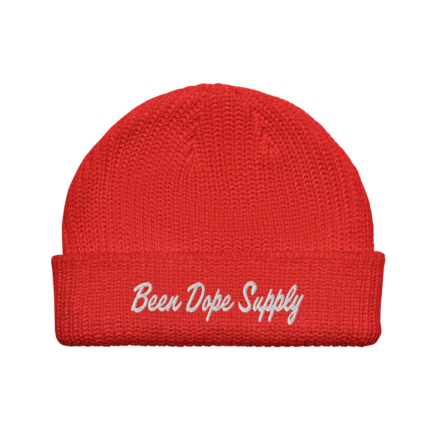Been Dope Supply|Red Ribbed Fisherman Beanie|Ribbed Knit| Embroidered
