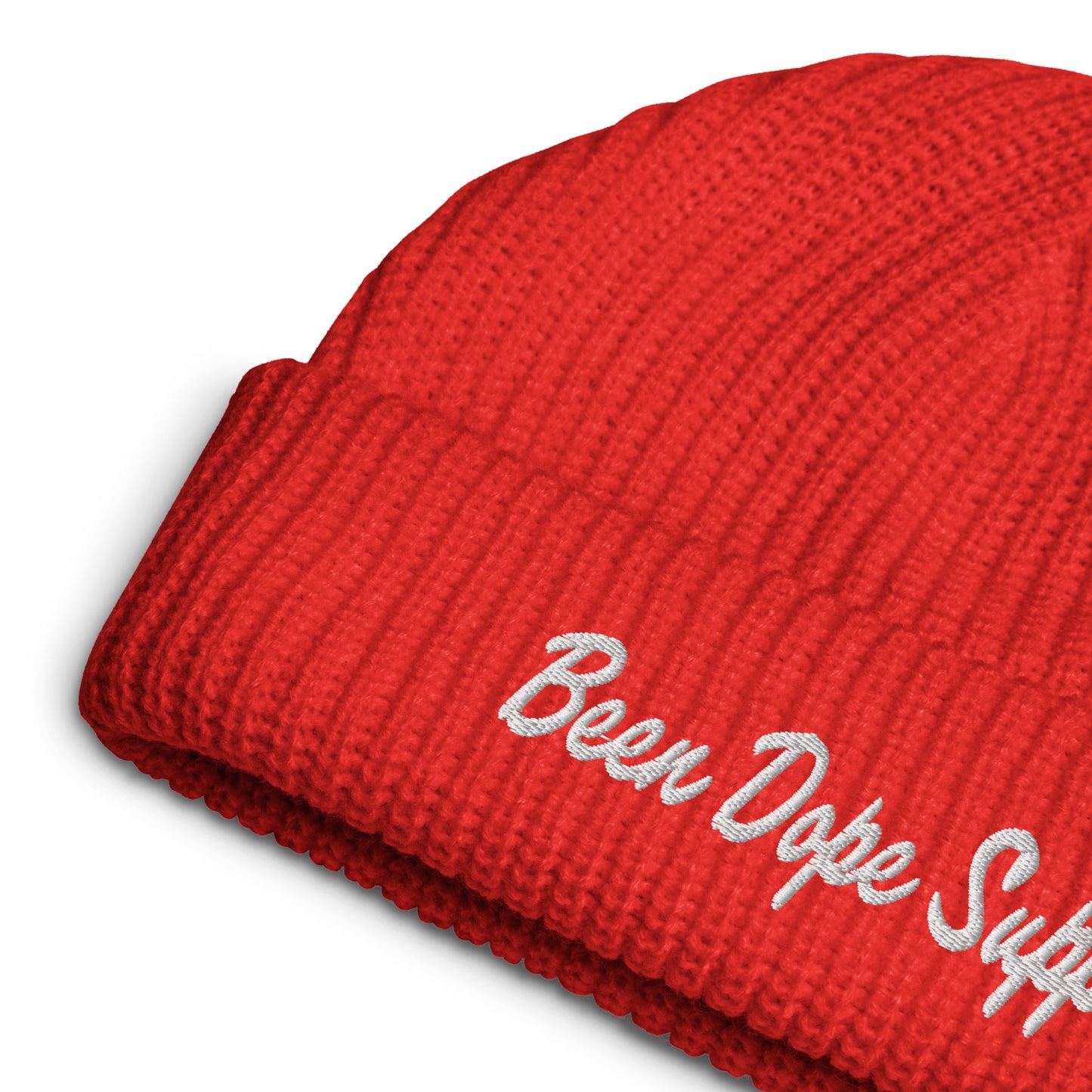 Been Dope Supply|Red Ribbed Fisherman Beanie|Ribbed Knit| Embroidered