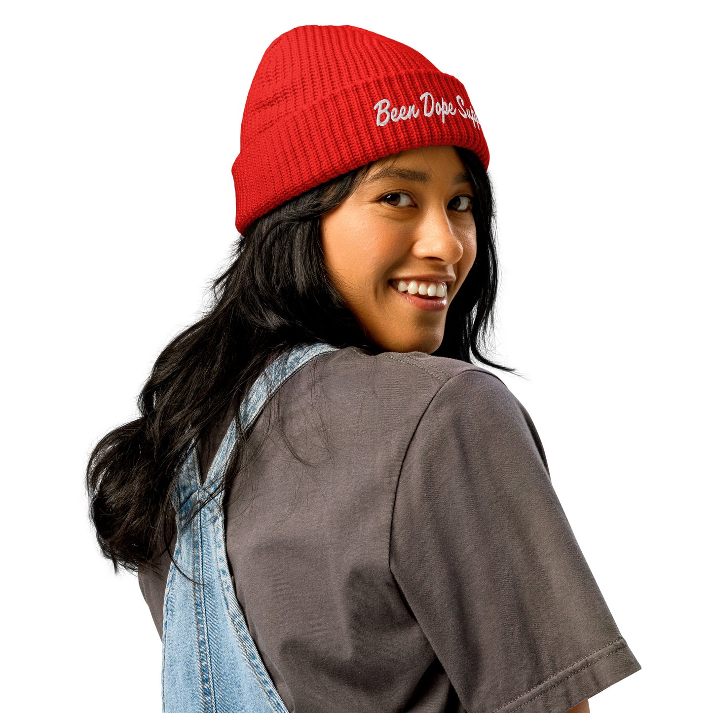 Been Dope Supply|Red Ribbed Fisherman Beanie|Ribbed Knit| Embroidered
