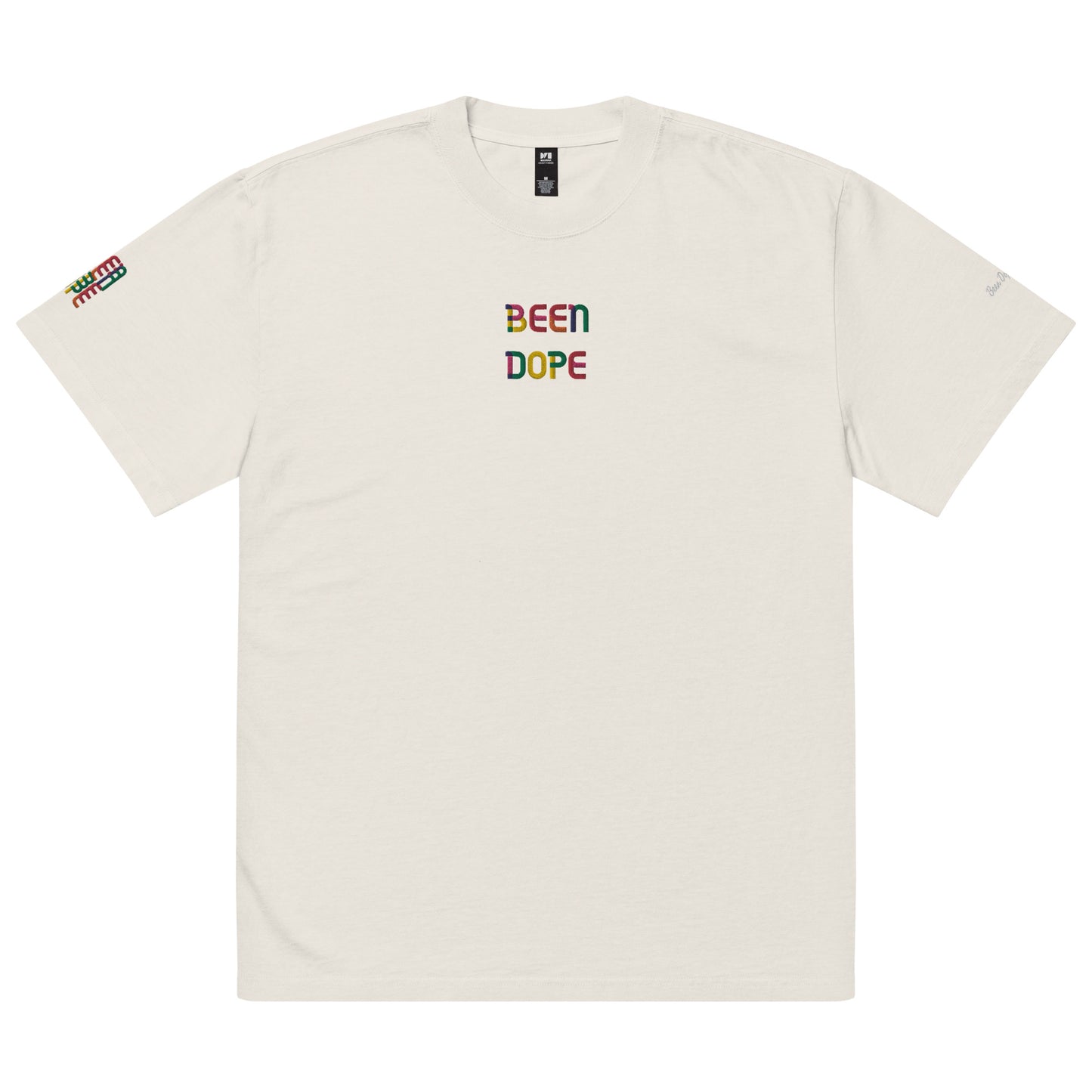 Been Dope Supply Logo Embroidered Oversized Faded T-shirt|Bone