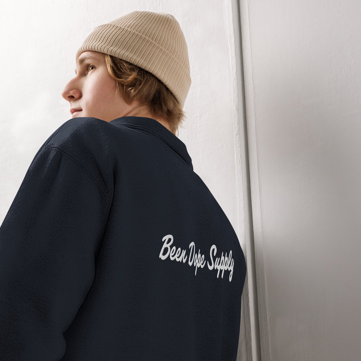 Been Dope Supply - Embroidered Unisex Fleece Pullover - Navy