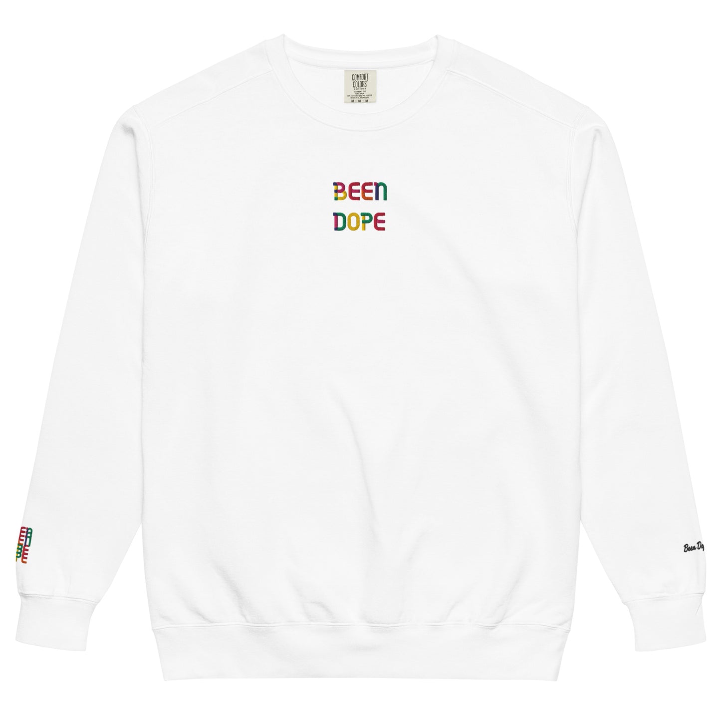 Been Dope Supply Official Logo Embroidered Garment-Dyed White Sweatshirt