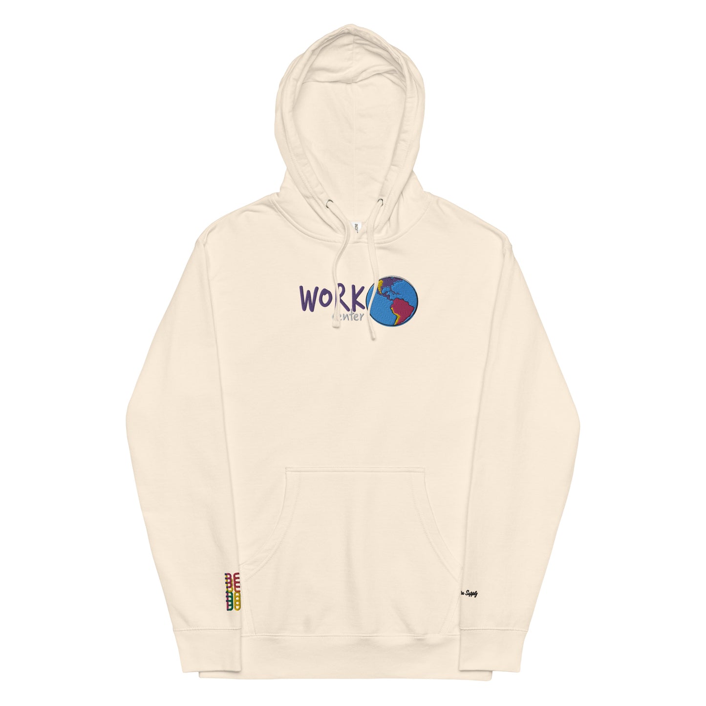 Work World Center Embroidered Mid-weight Hoodie|Been Dope Supply