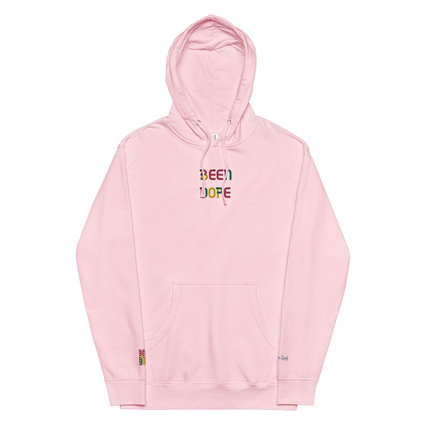 Been Dope Supply Logo Embroidered Mid-Weight Pink Hoodie
