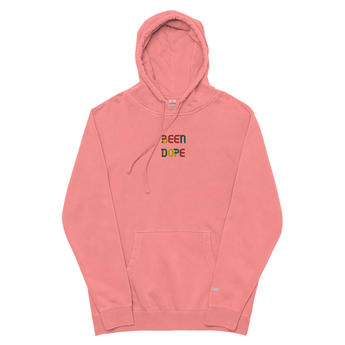 Been Dope Supply Logo Embroidered Hoodie|Garment Dyed Pink Pullover