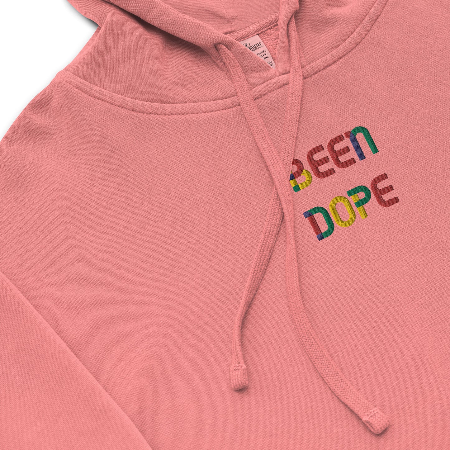 Been Dope Supply Logo Embroidered Hoodie|Garment Dyed Pink Pullover