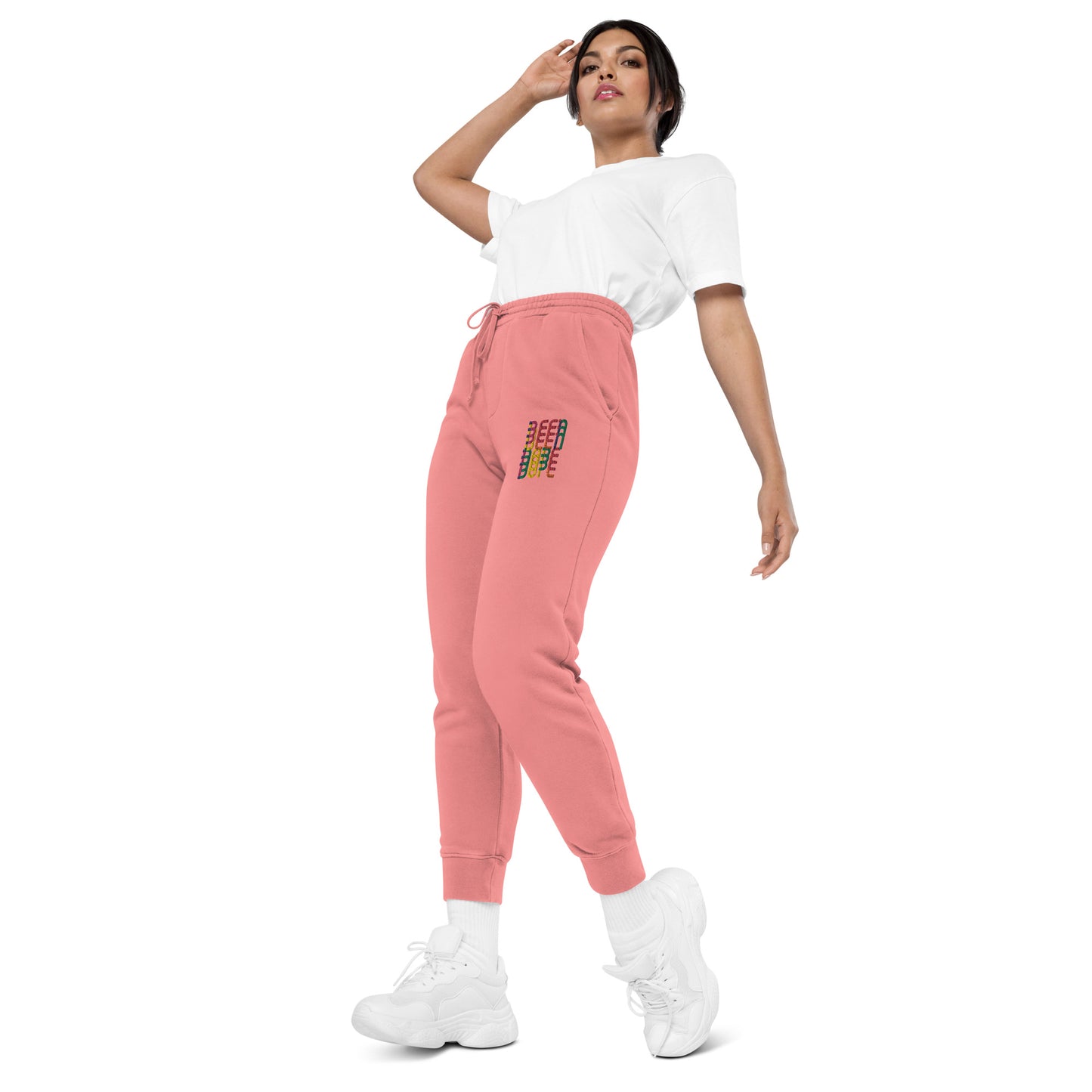 Been Dope Supply Logo Embroidered Garment Dyed Pink Sweatpants
