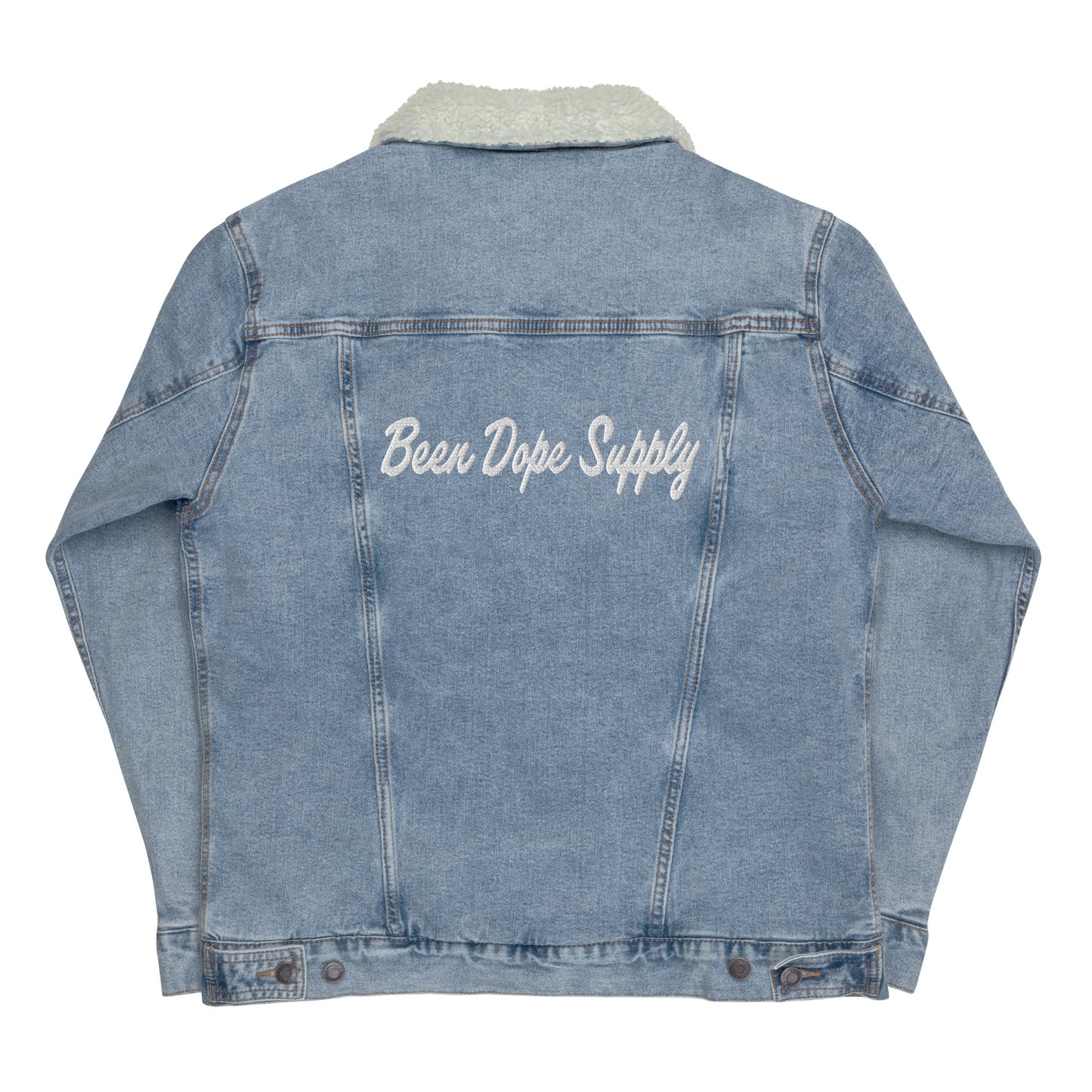 Been Dope Supply | Light Denim Sherpa Jacket | Embroidered