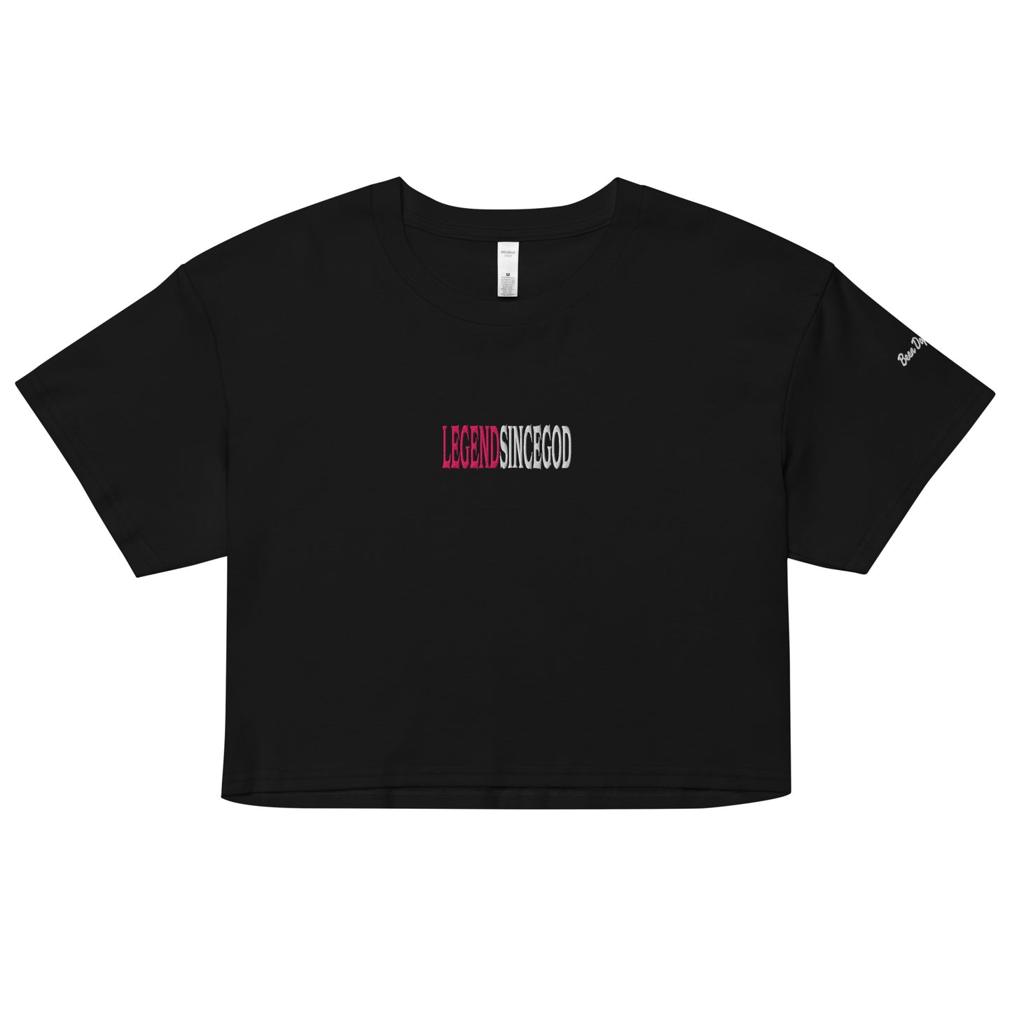 Legend Since God Since 96 Logo Embroidered Women’s Black Crop Top