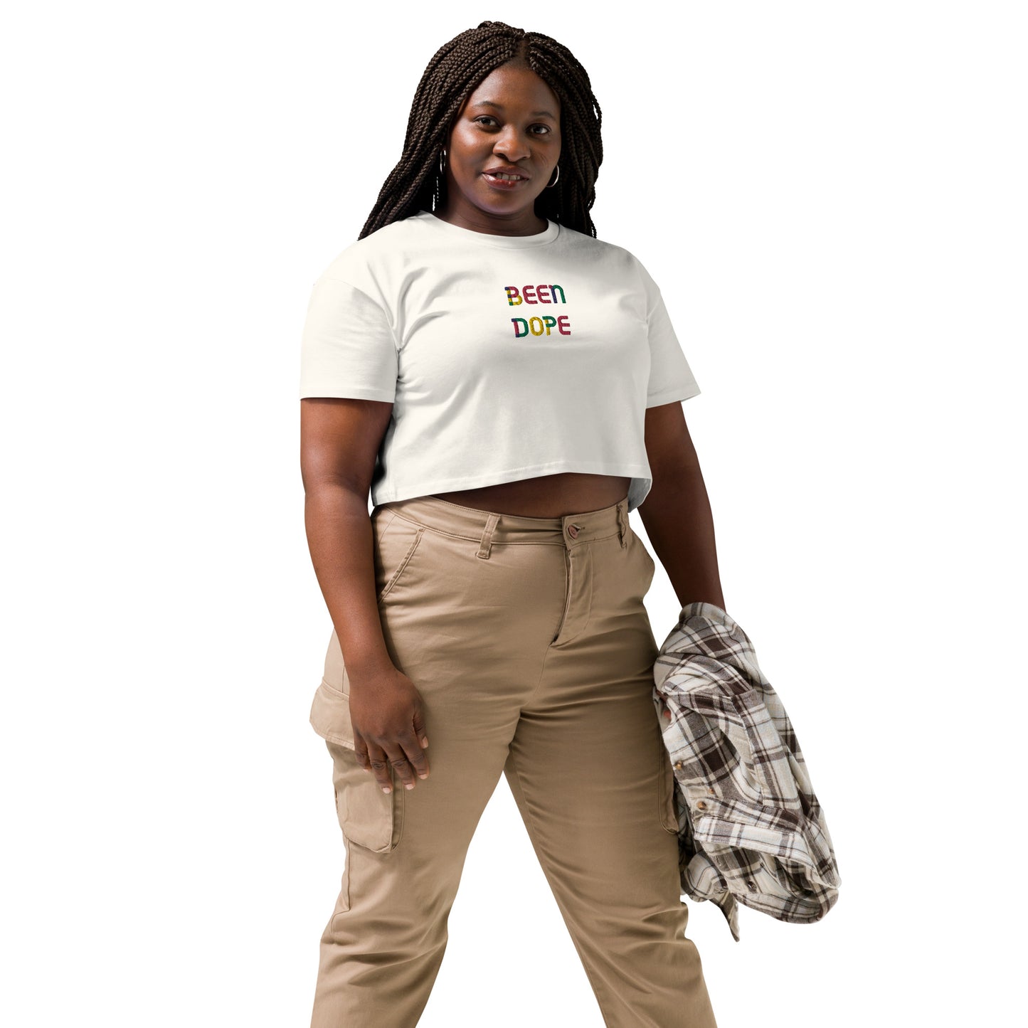 Been Dope Supply Logo Embroidered Women’s Drop Shoulder Cropped Top