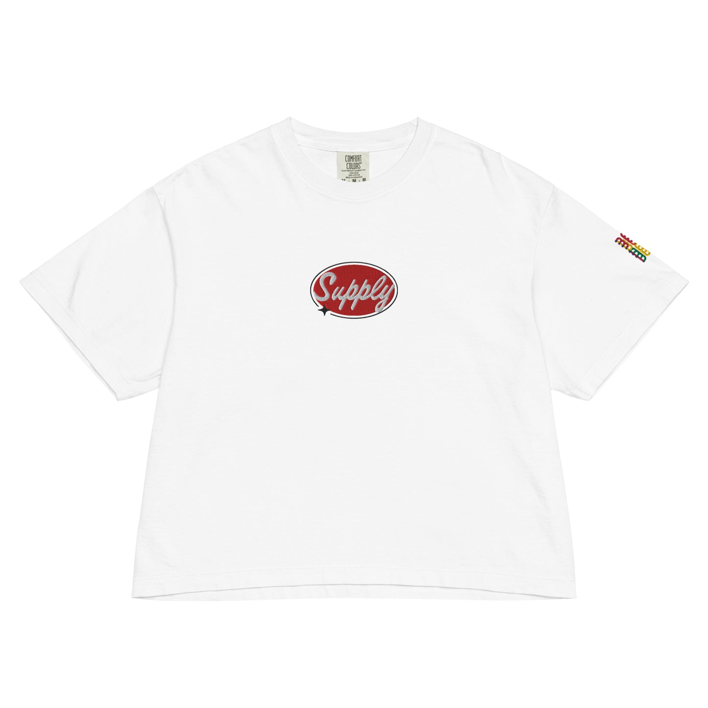 Supply Starring Stripes Women’s Heavyweight Boxy White Embroidered Tee - Been Dope Supply