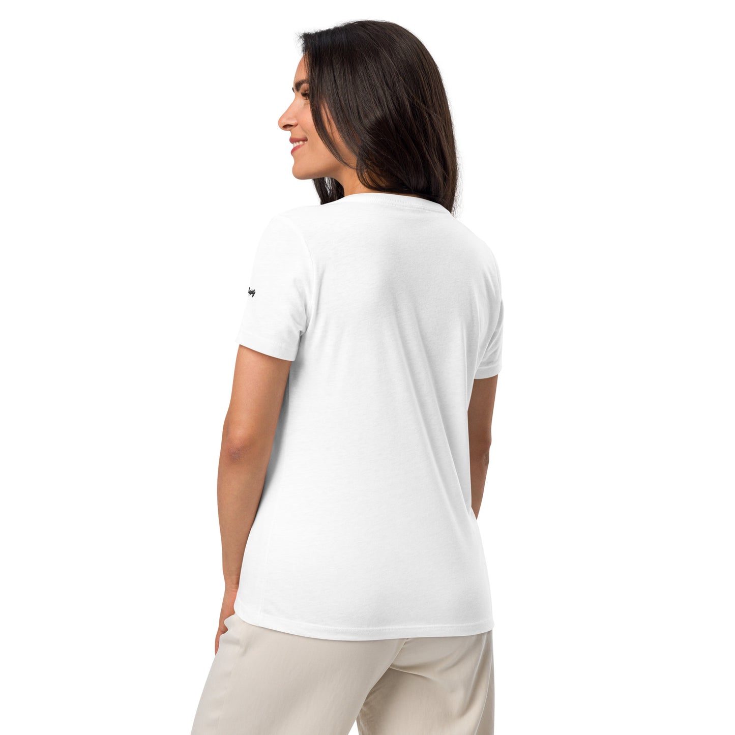 Women’s Relaxed V-neck T-shirt|Logo Embroidered|Been Dope Supply