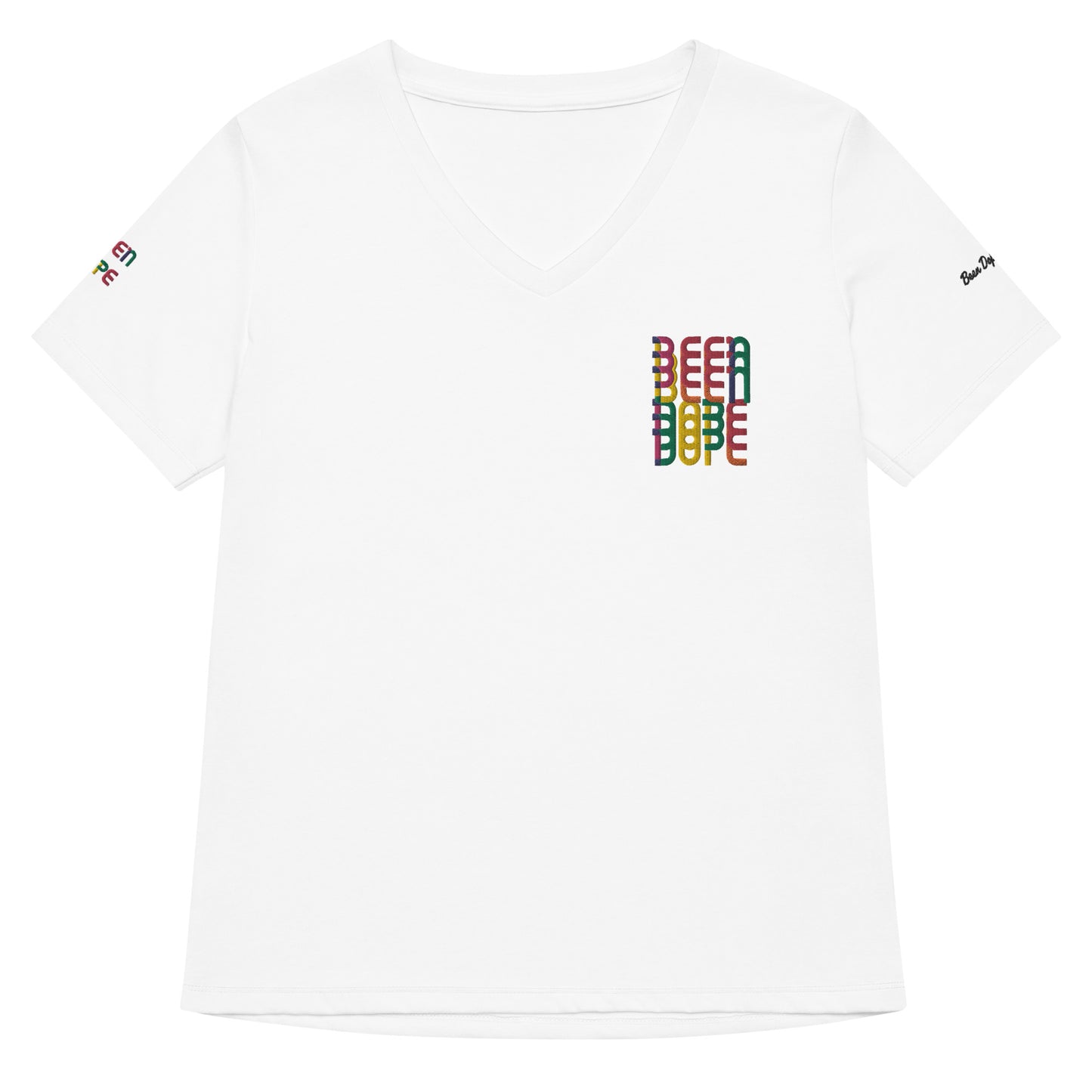 Women’s Relaxed V-neck T-shirt|Logo Embroidered|Been Dope Supply