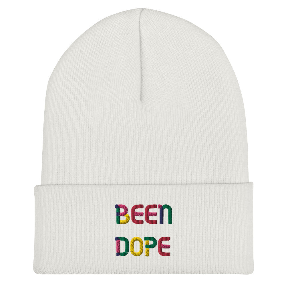 Been Dope Supply Logo Embroidered White Beanie Toboggan