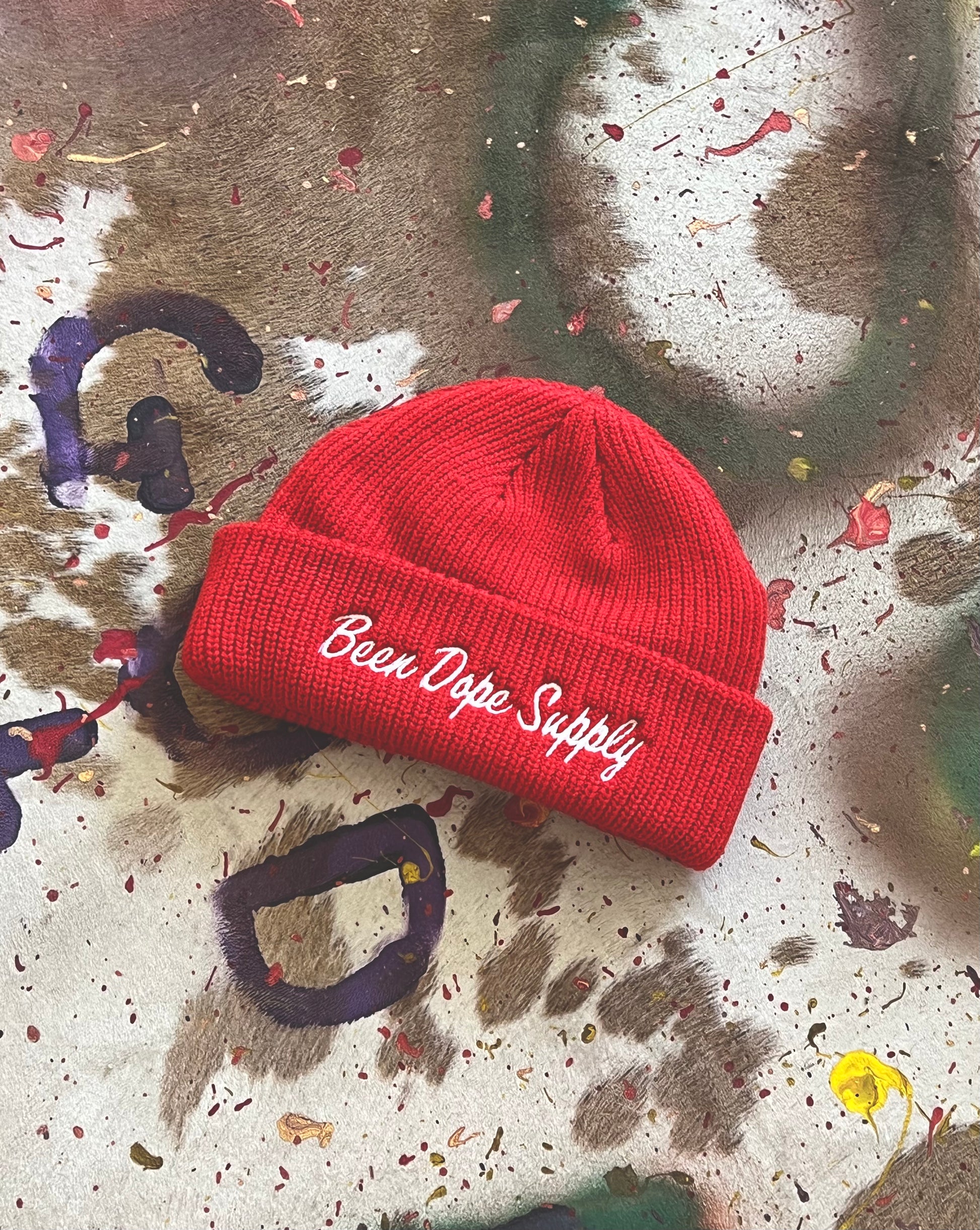 Been Dope Supply|Red Ribbed Fisherman Beanie|Ribbed Knit| Embroidered