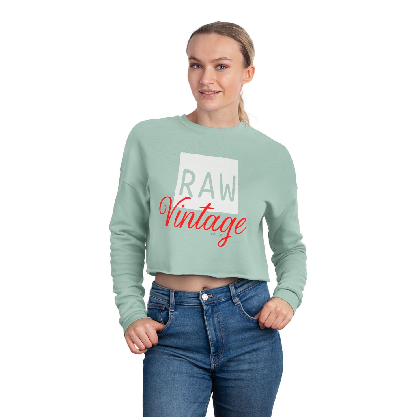 Raw Vintage Dusty Blues Women's Cropped Sweatshirt|Been Dope Supply