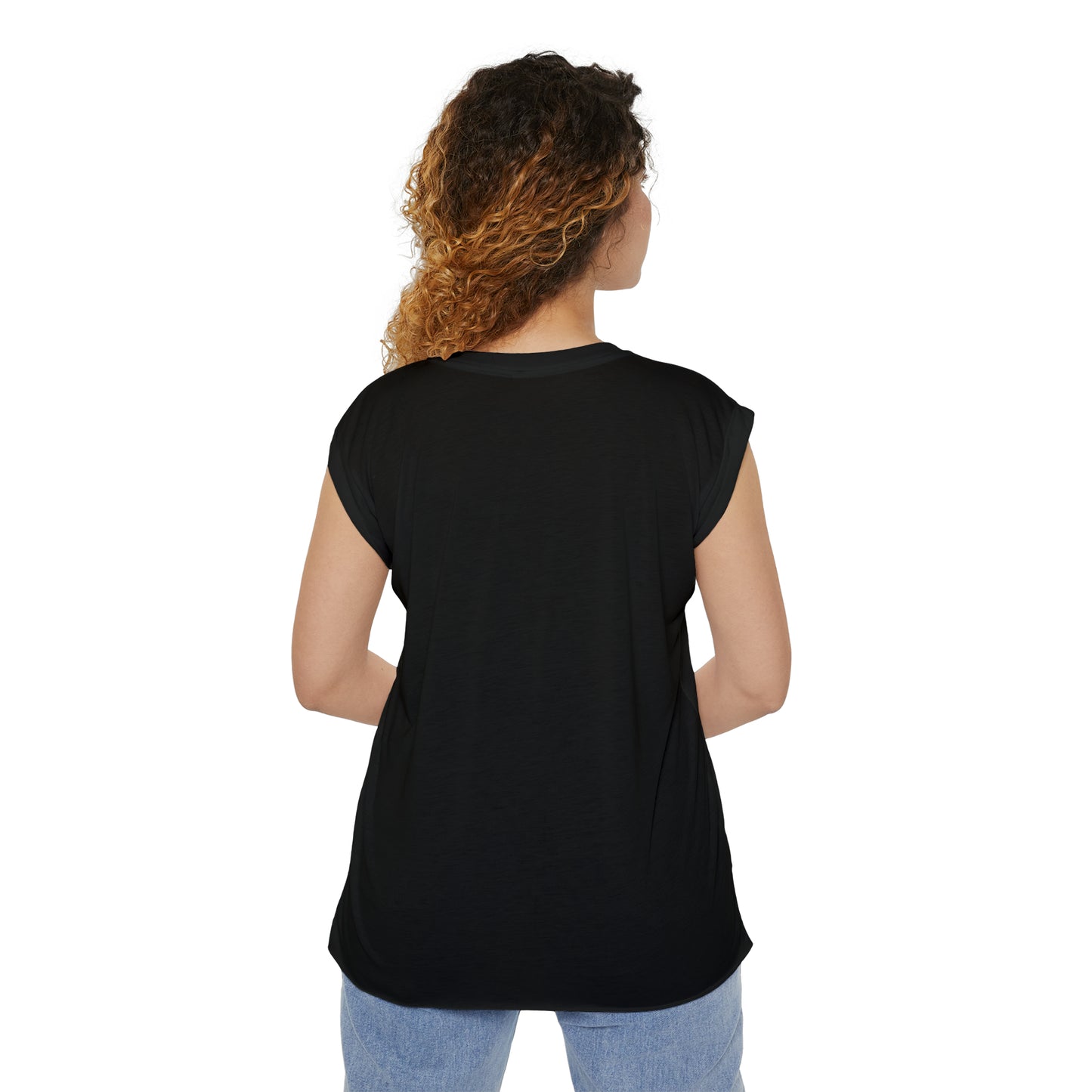 Raw Vintage | Women’s Rolled Cuffs Muscle T-Shirt | Flowy Bottom Hem