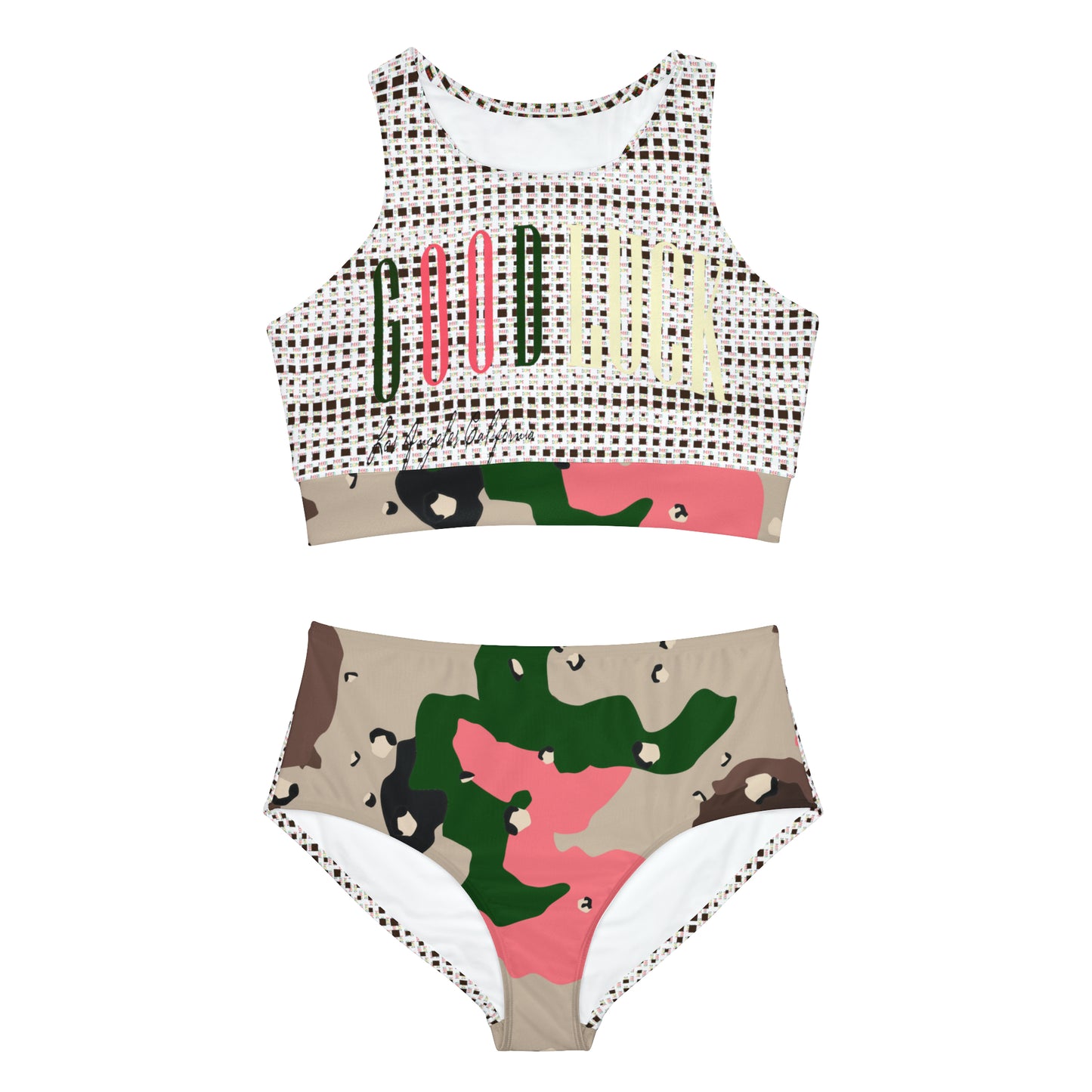 Good Luck Los Angeles High Waisted Sporty Bikini Set | Two Piece Swim Suit