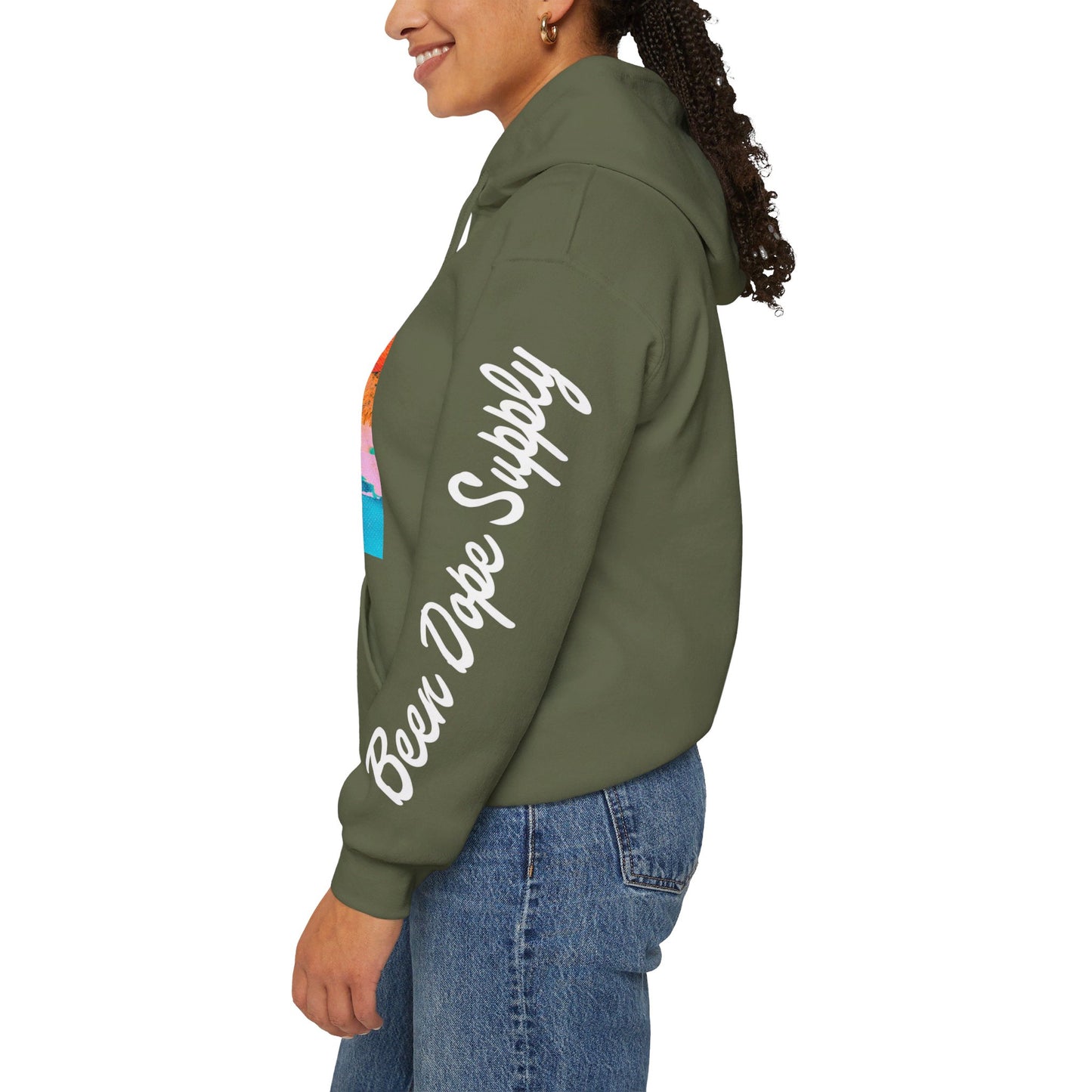 Burning Bushes Trained States | Unisex Hooded Sweatshirt | Military Green | Been Dope Supply