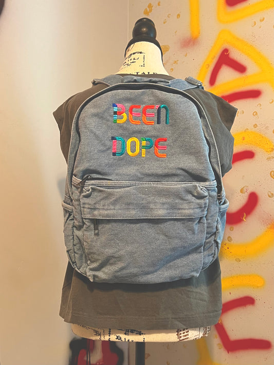 Been Dope Supply Logo Embroidered Women’s Denim Bookbag 