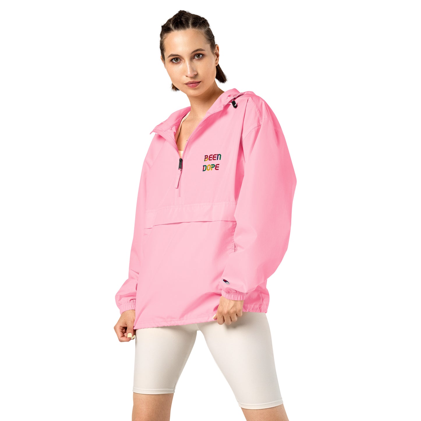 Been Dope Supply Pink Candy Quarter Zipper Anorak Jacket Logo Windbreaker
