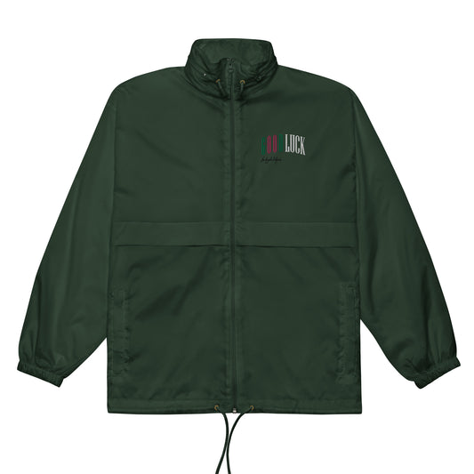 GoodLuck Los Angeles|Logo Embroidered Basic Lightweight Windbreaker Light Jacket|Unisex Forest Green