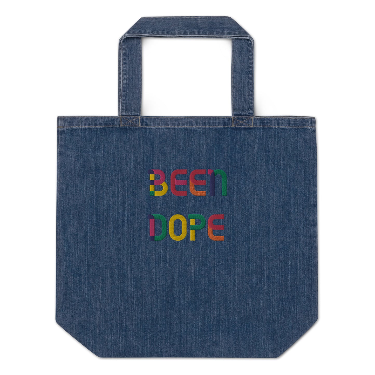 Been Dope Supply|Embroidered Denim Jean Tote Bag|19.6″ × 18.1″