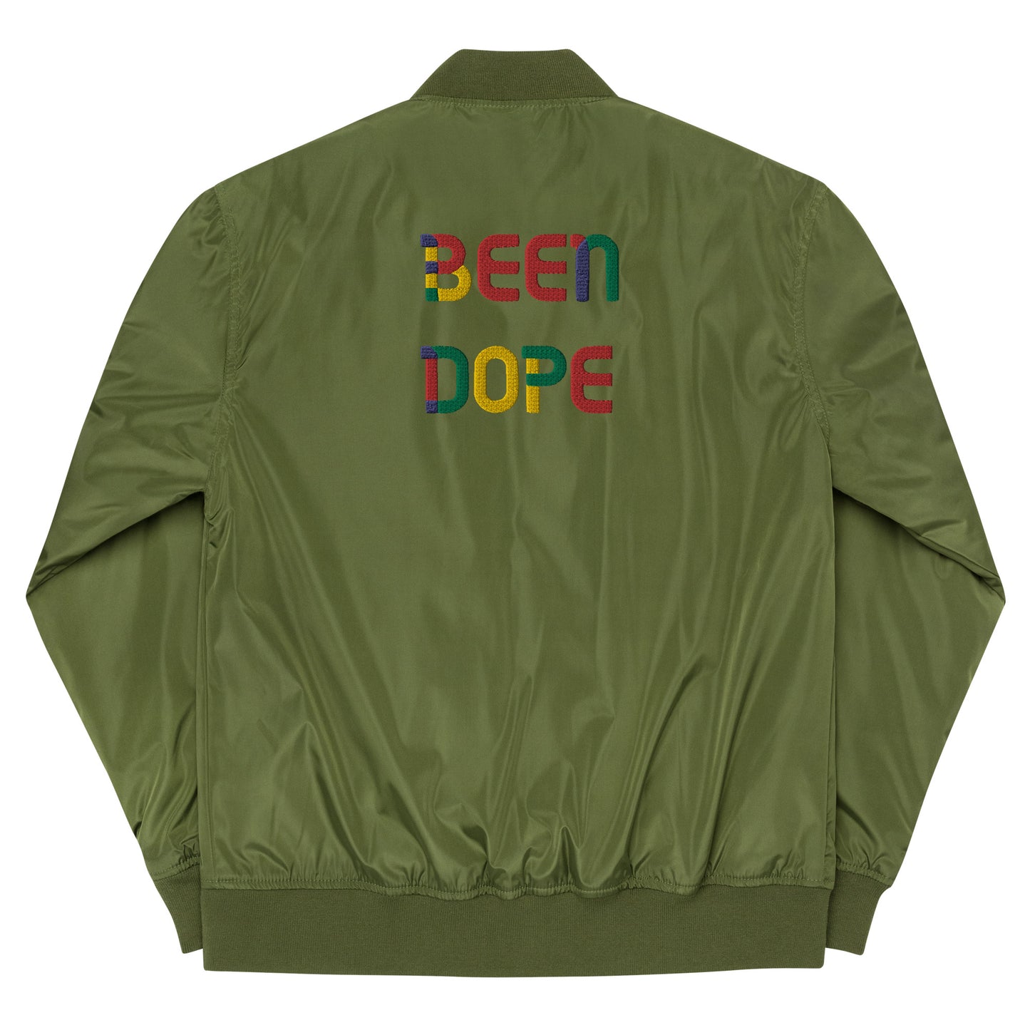 Been Dope Supply Army Green Embroidered Lightweight Bomber Jacket