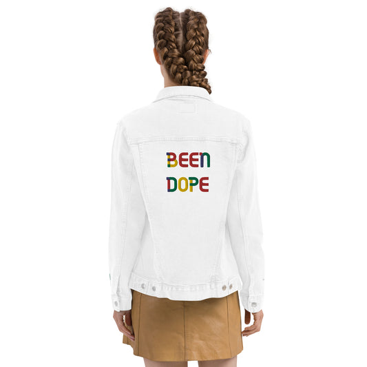 Been Dope Supply|Embroidered White Denim Jacket