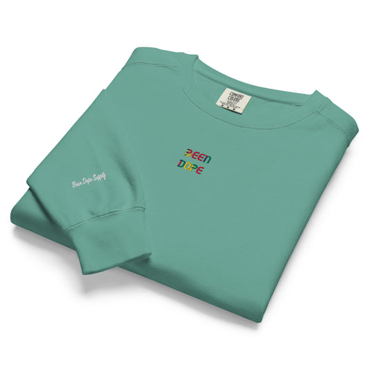 Been Dope Supply Logo Embroidered  Garment-Dyed Crew Sweatshirt