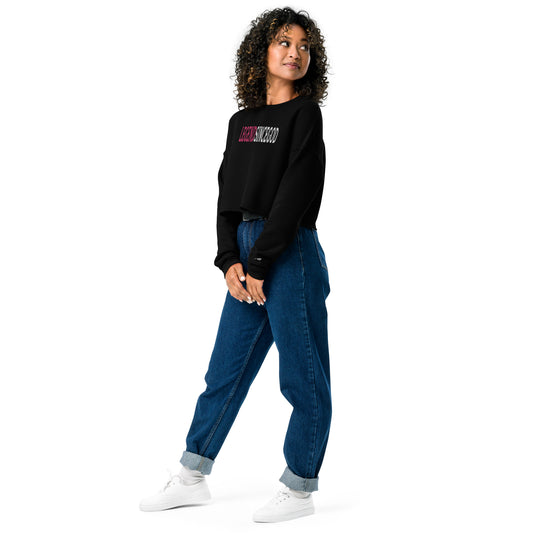 96 Legend of God Women's Logo Embroidered Crop Sweatshirt|Black| Dropped Shoulder