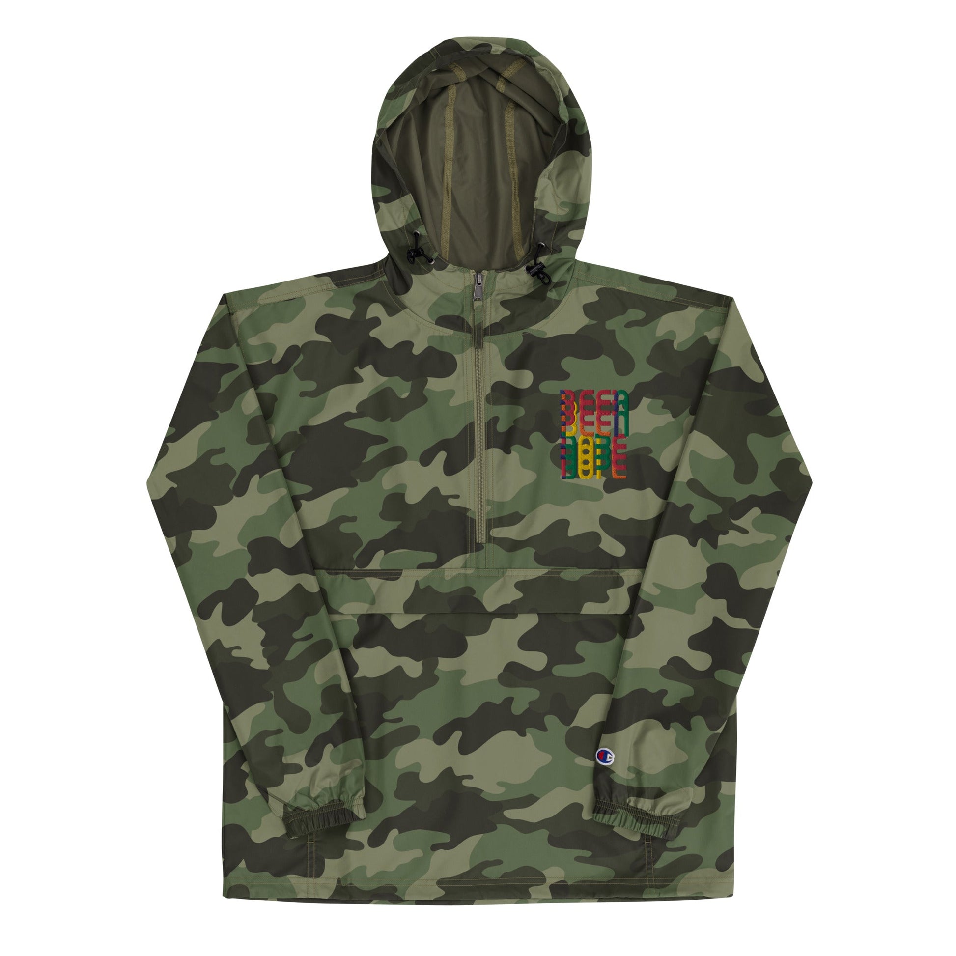 Quarter Zip Camouflaged Windbreaker Pullover Jacket - Been Dope Supply